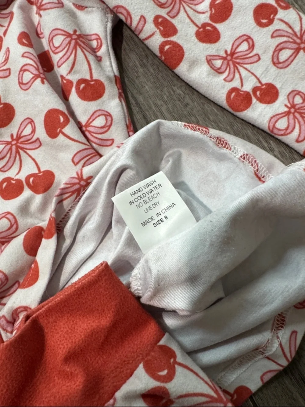 Remie girl cherries long sleeve pajama set 8